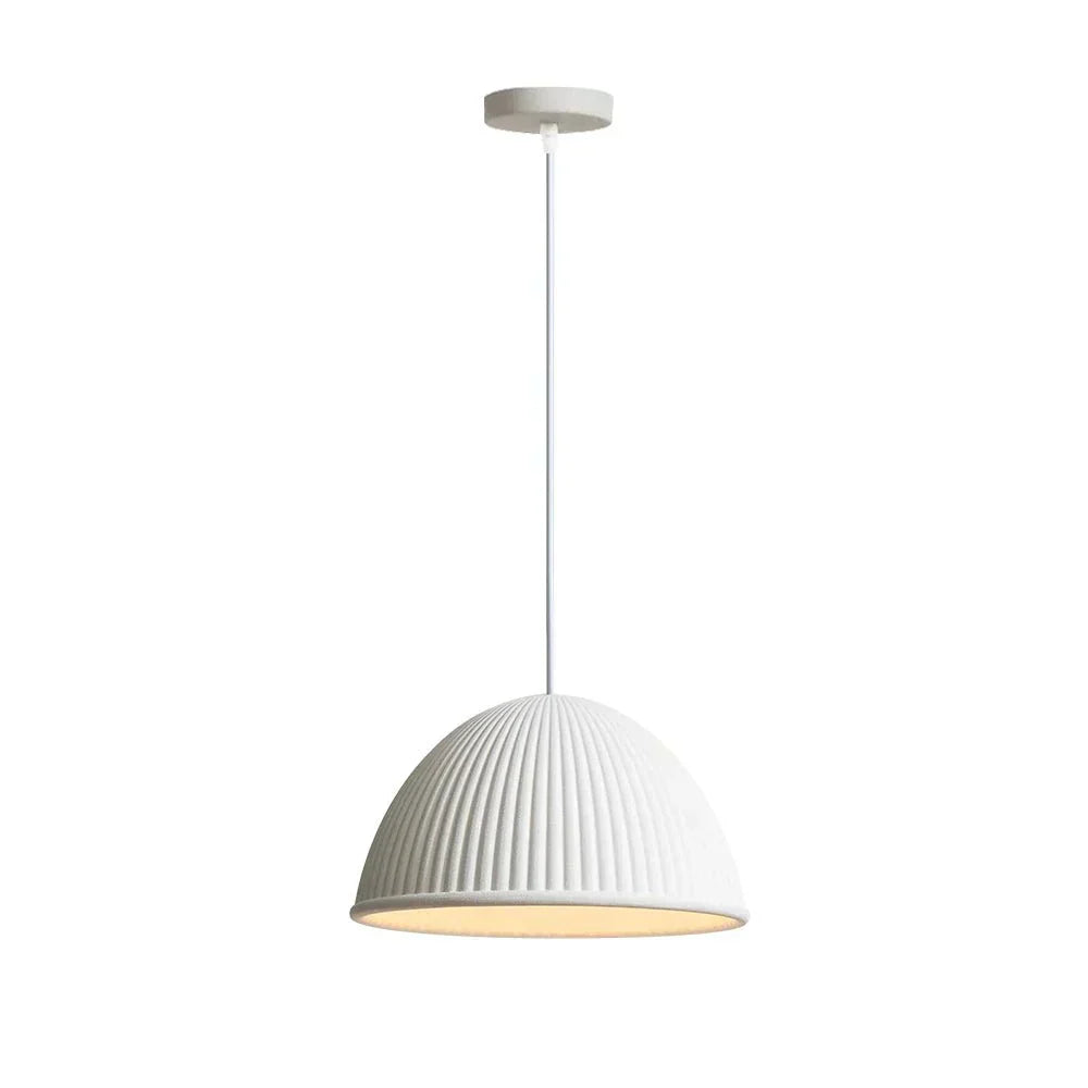 Ribbed Resin Pendant Light With Minimal Dome Shade For Modern Interiors, One Light Fixture