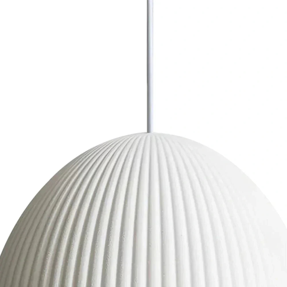 Ribbed Resin Pendant Light With Minimal Dome Shade For Modern Interiors, One Light Fixture