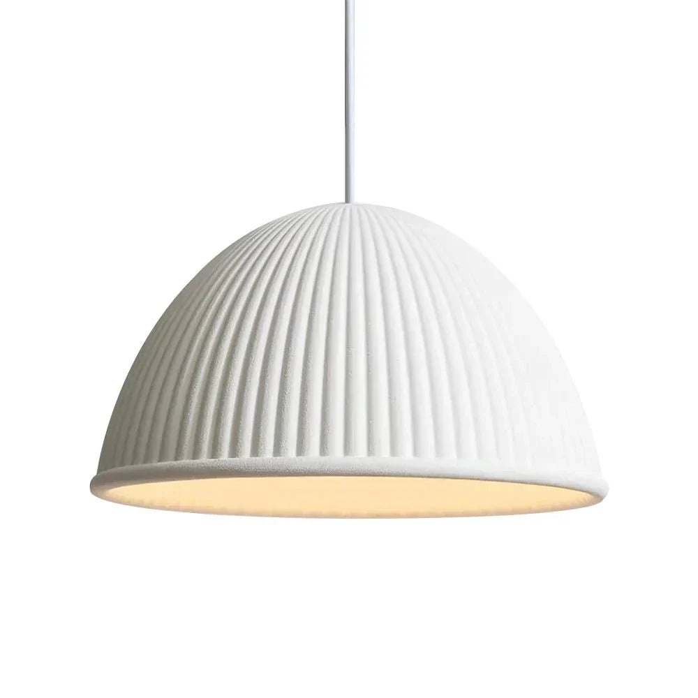 Ribbed Resin Pendant Light With Minimal Dome Shade For Modern Interiors, One Light Fixture