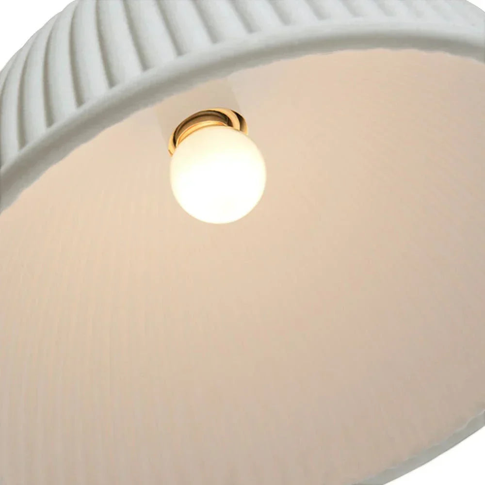 Ribbed Resin Pendant Light With Minimal Dome Shade For Modern Interiors, One Light Fixture