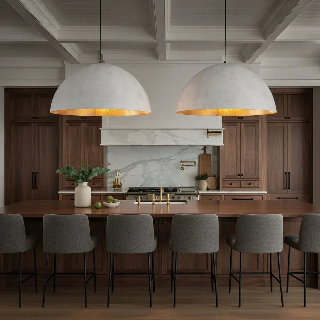 Oversized Dome Pendant Fixture With Industrial Metal Finish For Modern Interiors