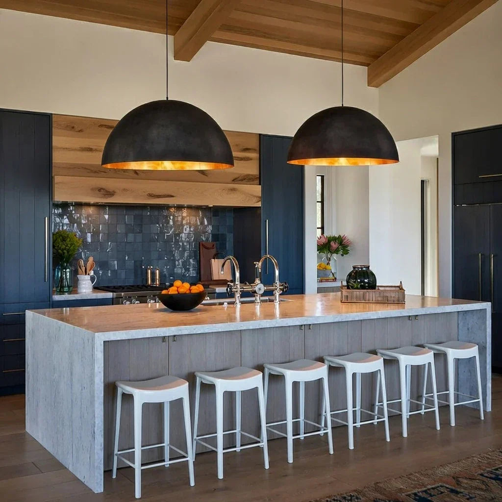 Oversized Dome Pendant Fixture With Industrial Metal Finish For Modern Interiors