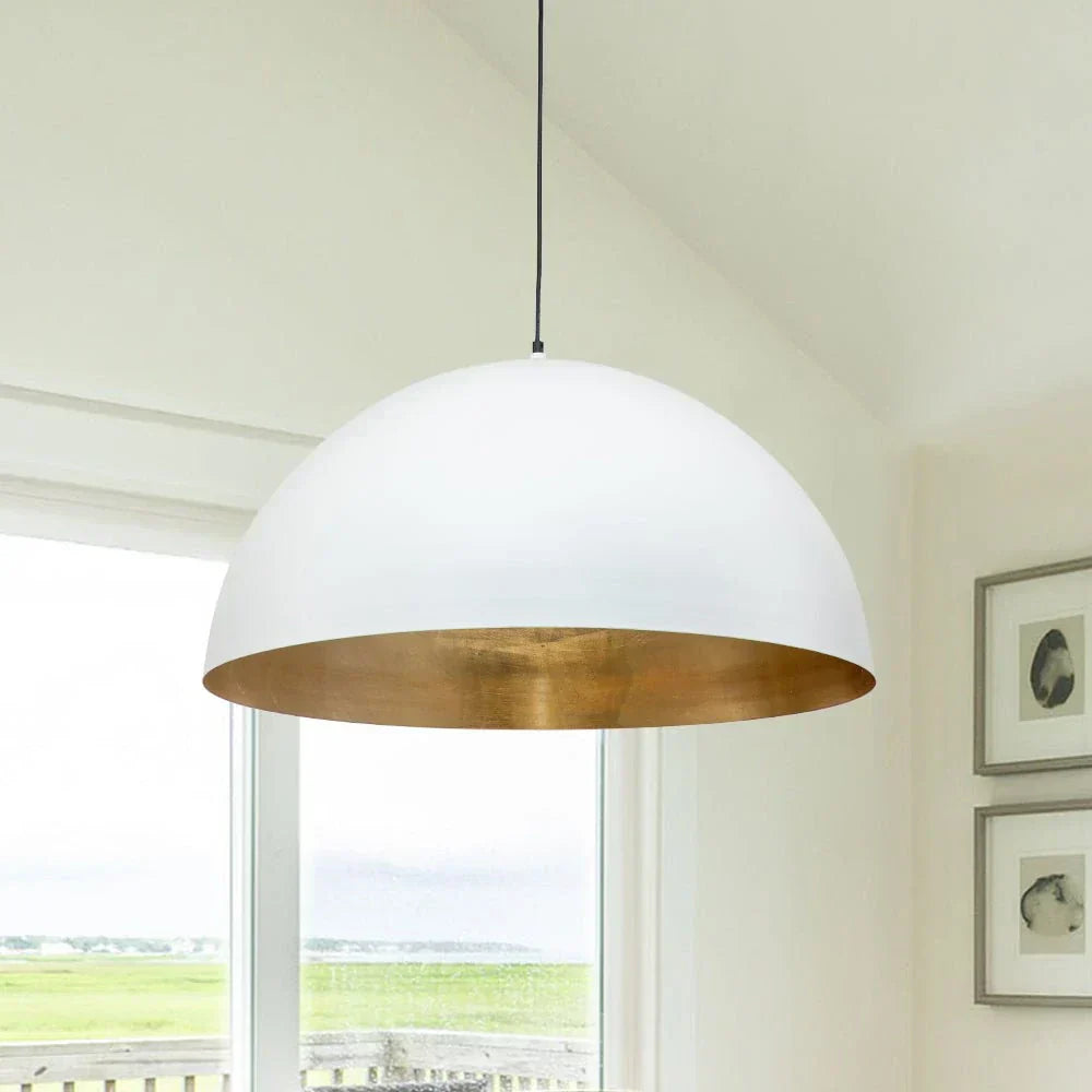 Oversized Dome Pendant Fixture With Industrial Metal Finish For Modern Interiors