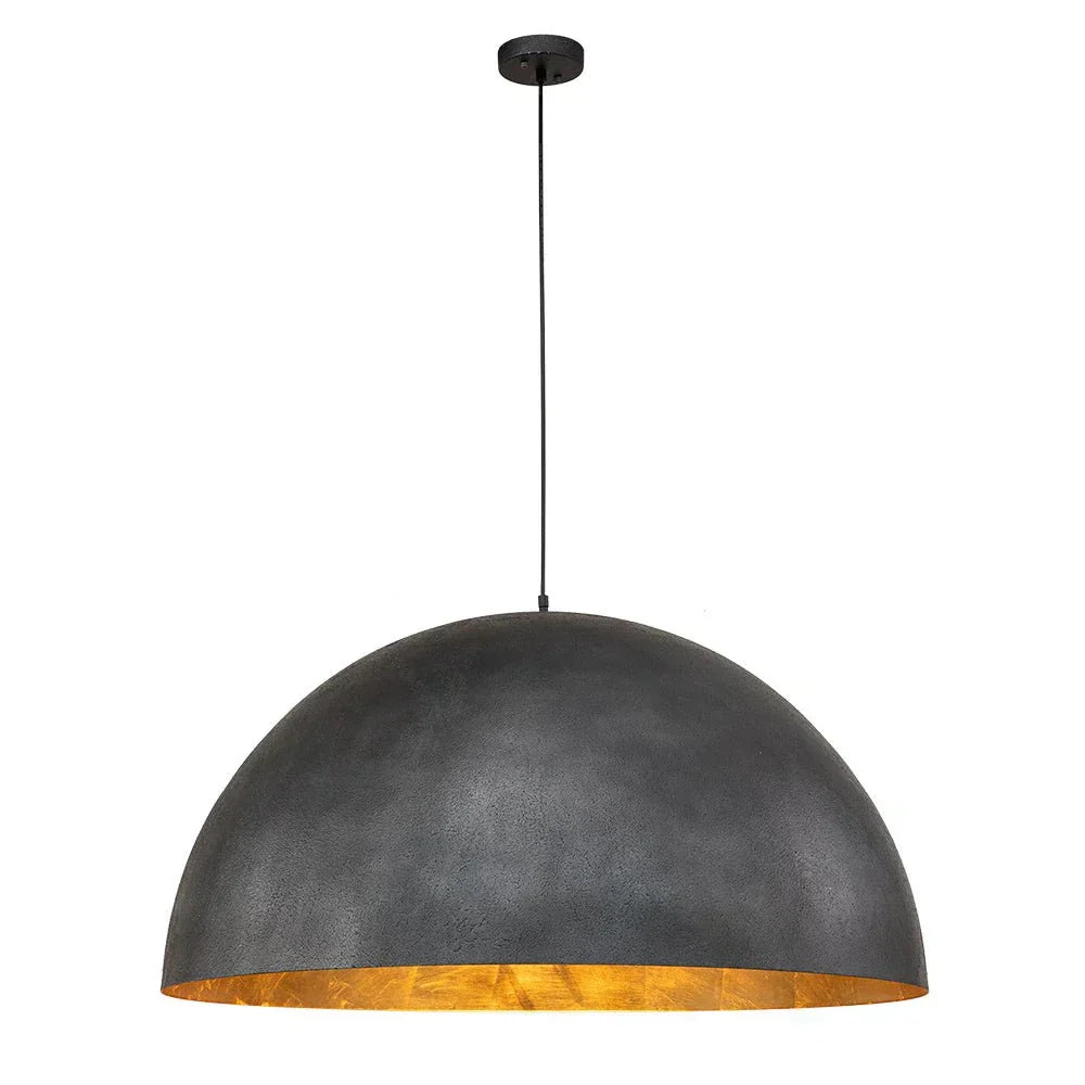 Oversized Dome Pendant Fixture With Industrial Metal Finish For Modern Interiors