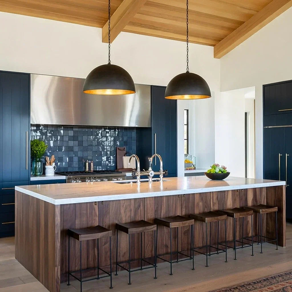 Oversized Dome Pendant Fixture With Industrial Metal Finish For Modern Interiors