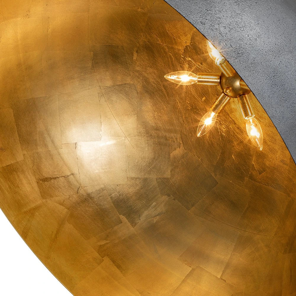 Oversized Dome Pendant Fixture With Industrial Metal Finish For Modern Interiors