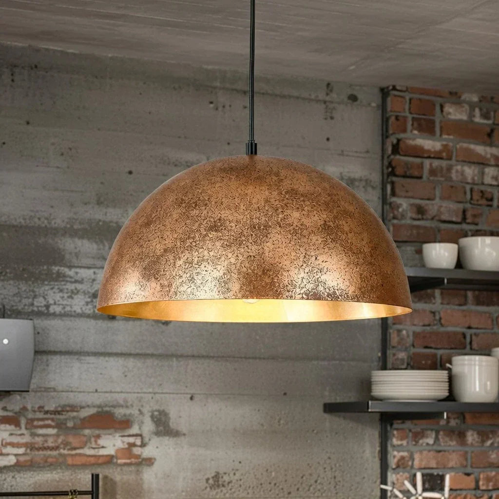 Oversized Dome Pendant Fixture With Industrial Metal Finish For Modern Interiors