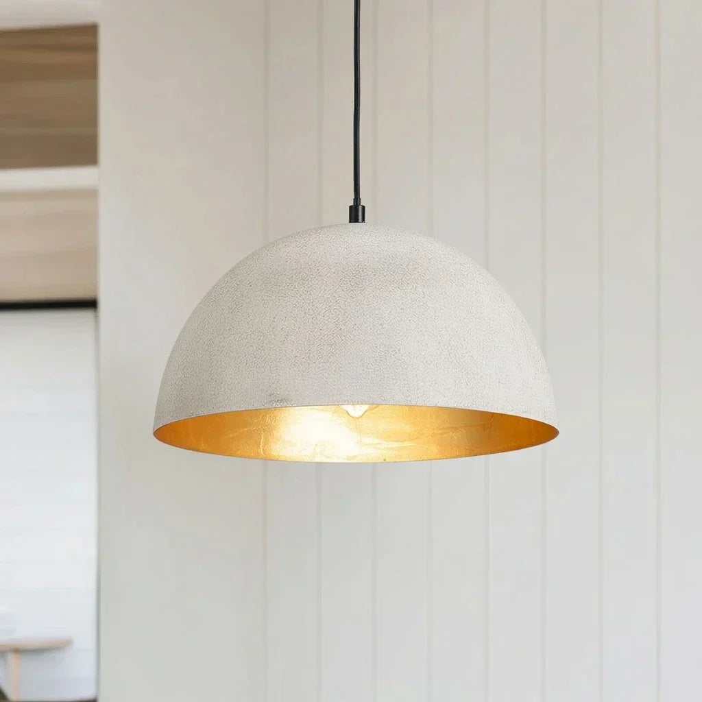 Oversized Dome Pendant Fixture With Industrial Metal Finish For Modern Interiors