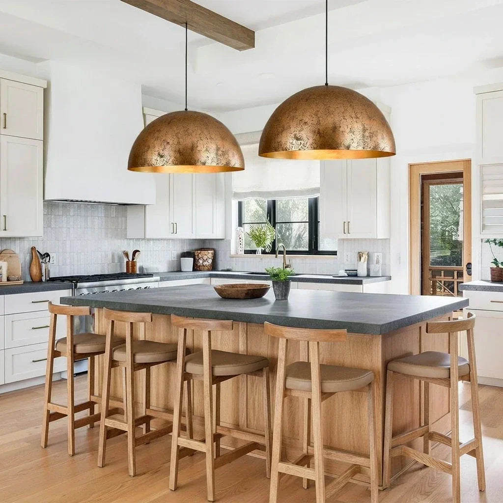 Oversized Dome Pendant Fixture With Industrial Metal Finish For Modern Interiors