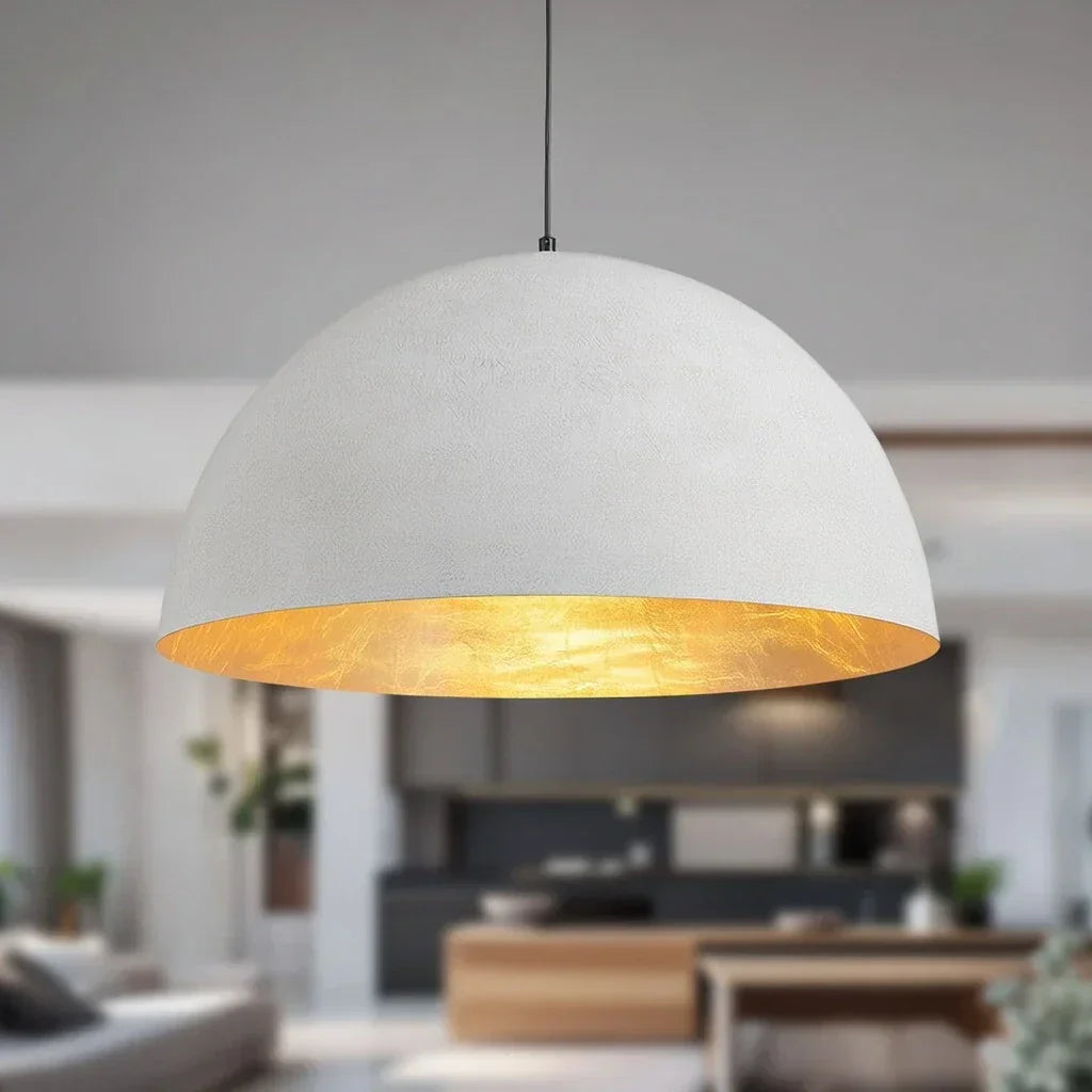 Oversized Dome Pendant Fixture With Industrial Metal Finish For Modern Interiors