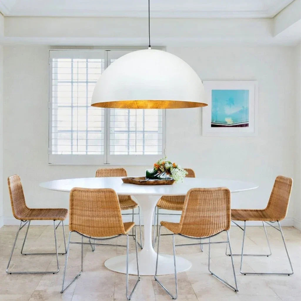Oversized Dome Pendant Fixture With Industrial Metal Finish For Modern Interiors