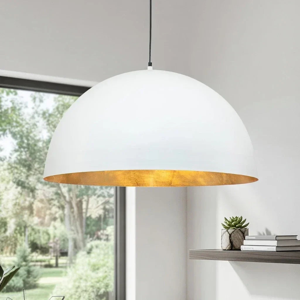 Oversized Dome Pendant Fixture With Industrial Metal Finish For Modern Interiors