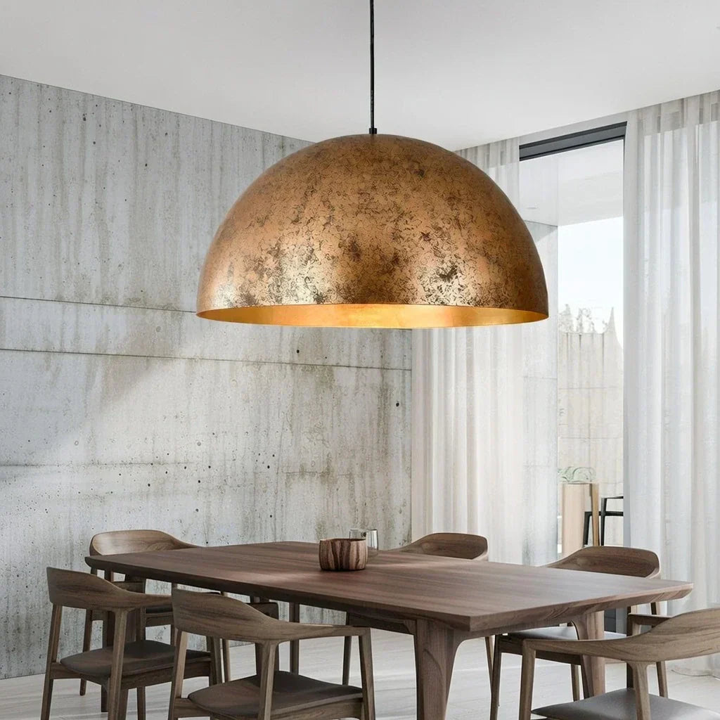 Oversized Dome Pendant Fixture With Industrial Metal Finish For Modern Interiors