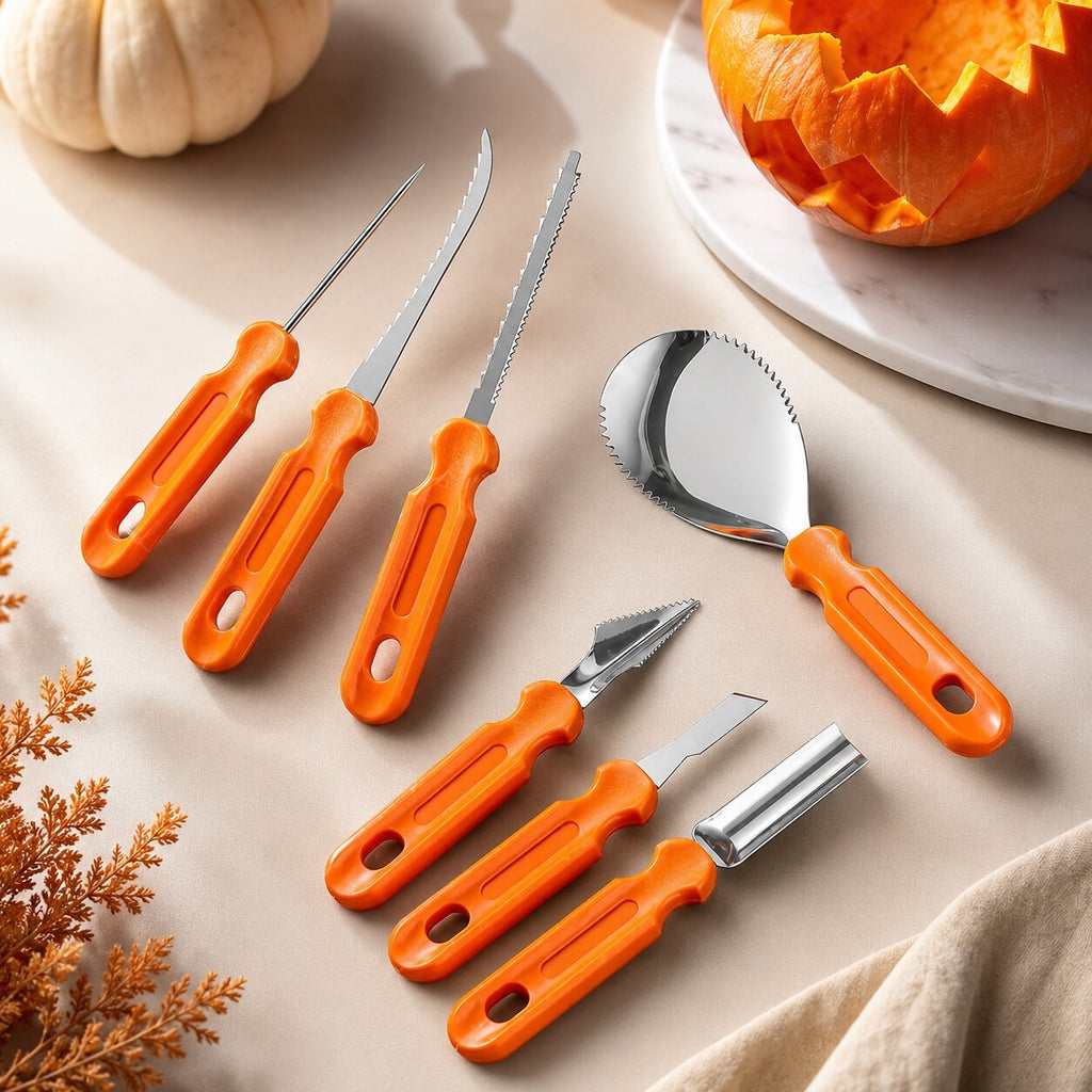 Sada 10 nástrojů na vyřezávání dýní — halloweenská sada s úložnou taškou