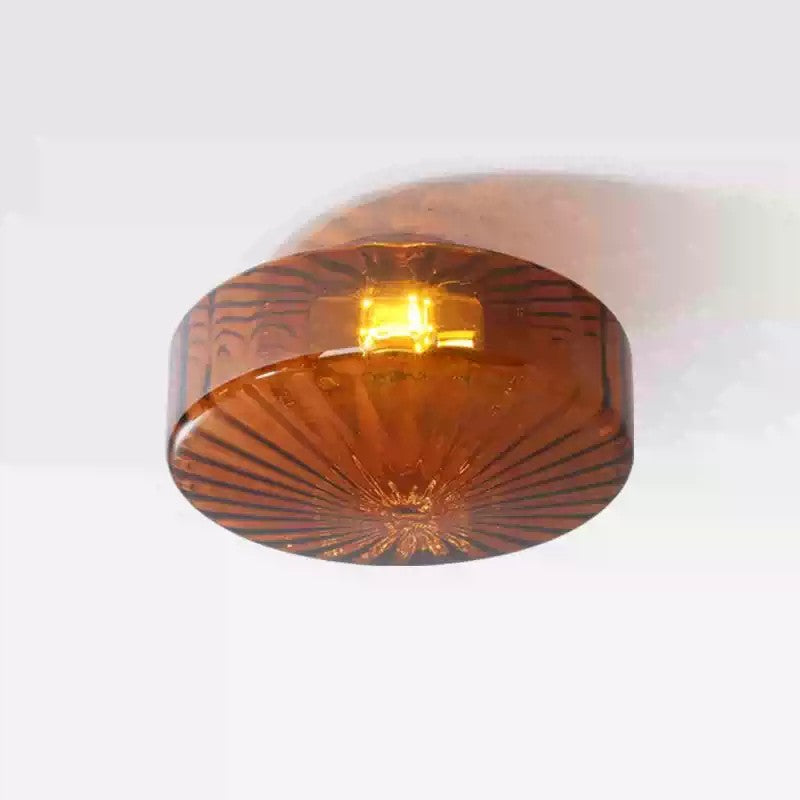 Vintage Ribbed Green Glass Ceiling Light For Dining Room Entrance And Hallway