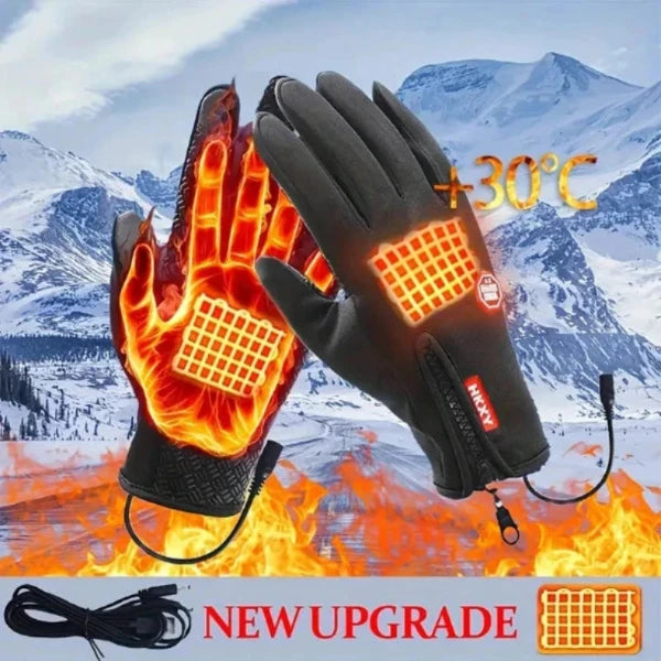 USB Heated Gloves With Touchscreen Waterproof And Windproof For Winter