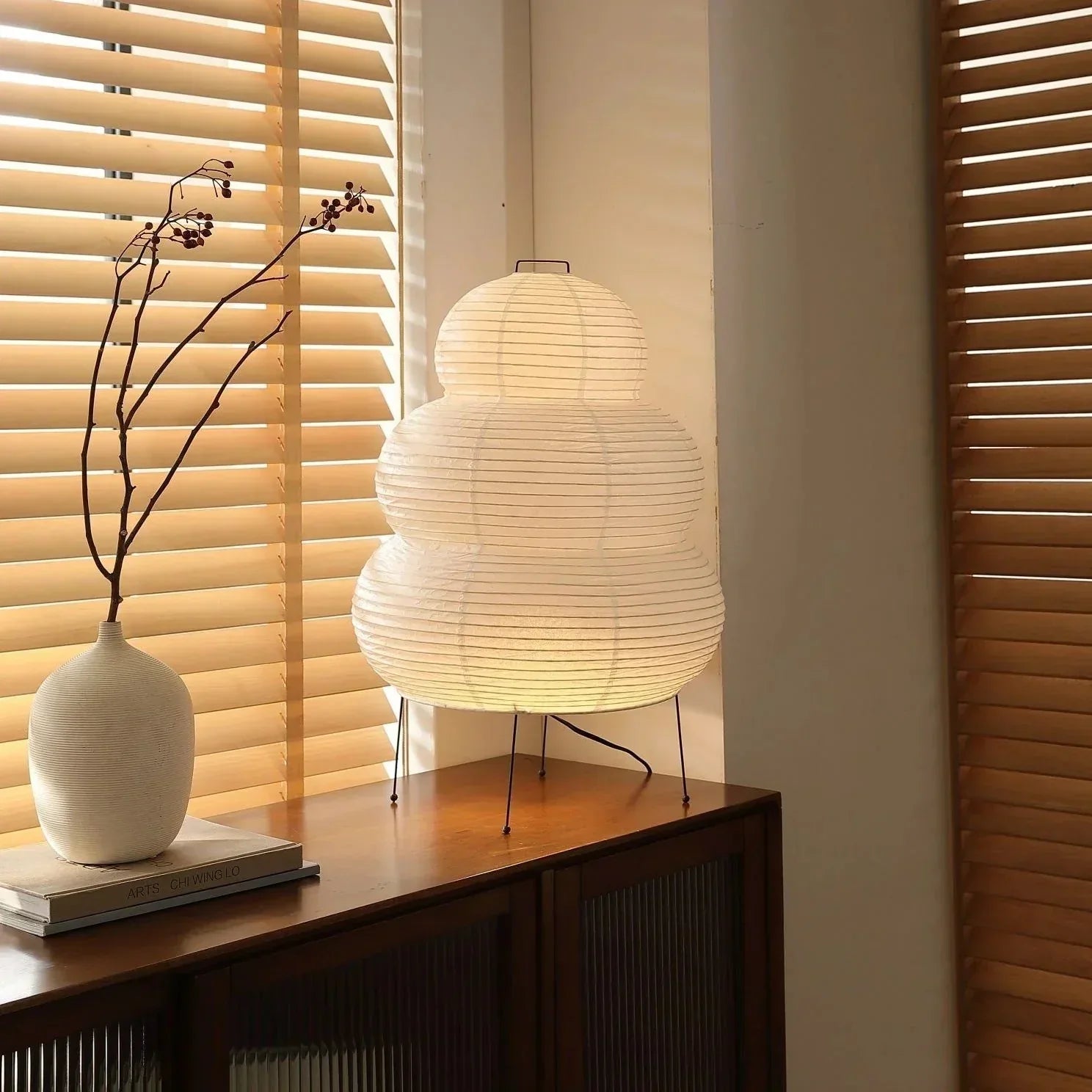 Rice Paper Lamp With Shade Layered Paper For Indoor Use On Flat Surfaces Floor Lamp