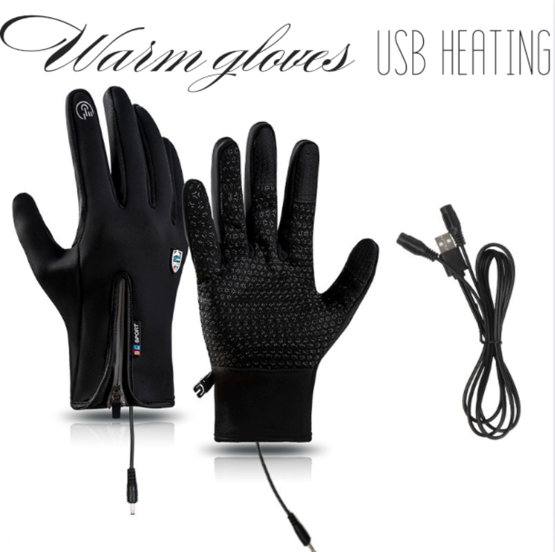 USB Heated Gloves With Touchscreen Waterproof And Windproof For Winter