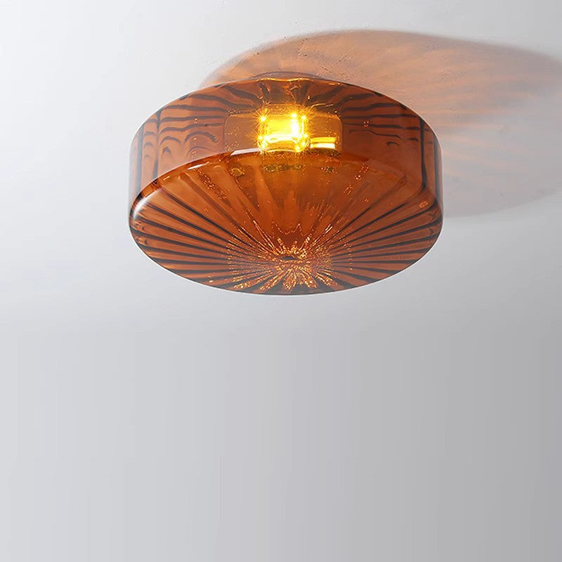 Vintage Ribbed Green Glass Ceiling Light For Dining Room Entrance And Hallway