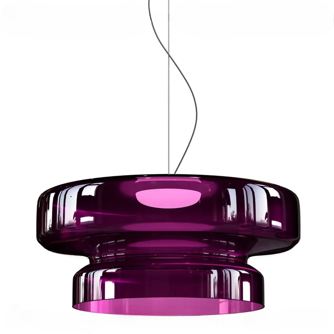 Two Tier Light With Coloured Glass, Bauhaus Style Pendant For Modern Homes Geometric Ceiling Fixture