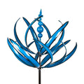 Girouette moulin à vent métallique rotative avec motif d'oiseau, bleu et rouge, décor de jardin 90 cm