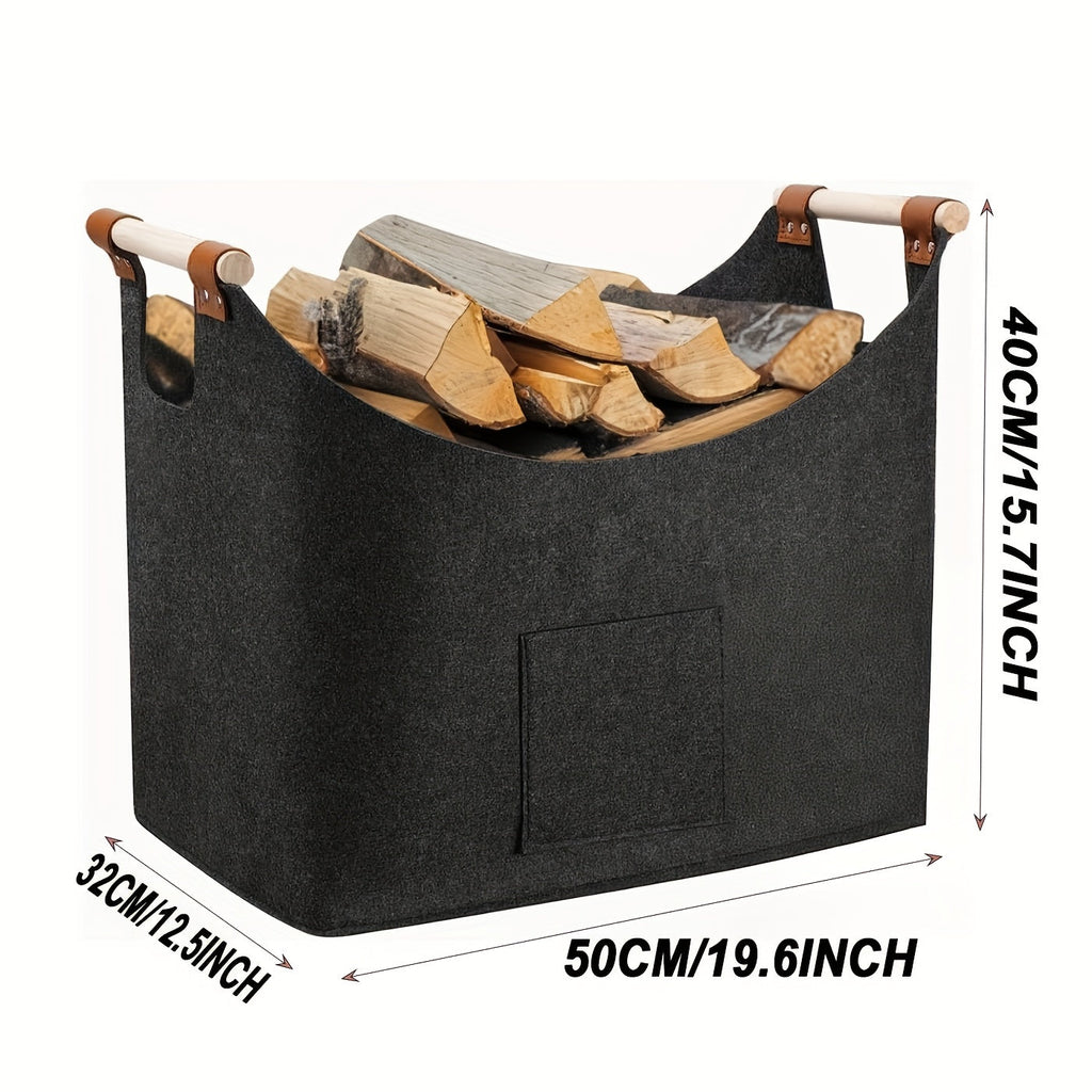 Large Felt Storage Basket For Firewood 55L For Fireplace And Stove
