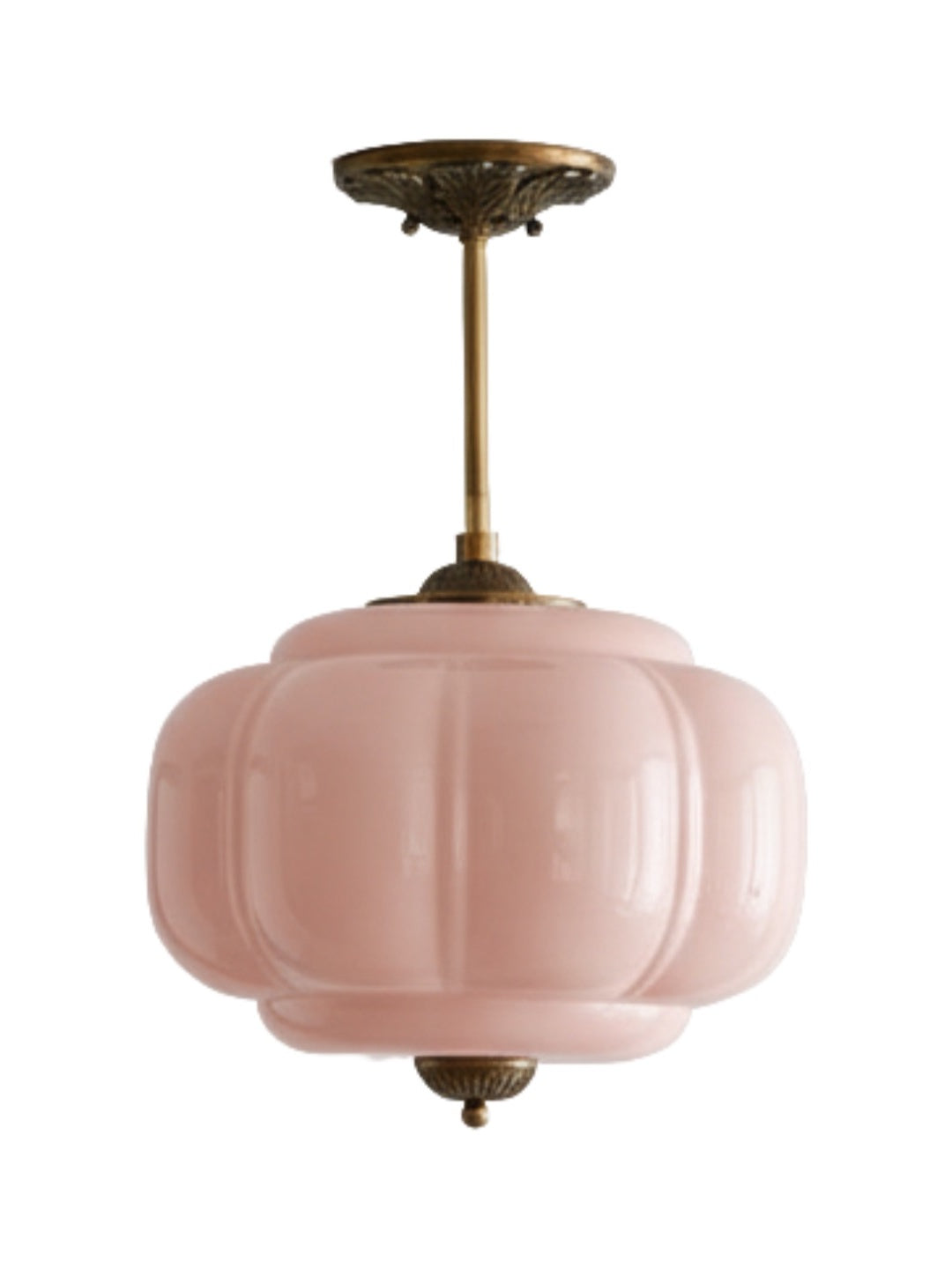 Vintage Milk Glass Ceiling Light With Fluted Rim White Pink Green Matte Glass Brass Black