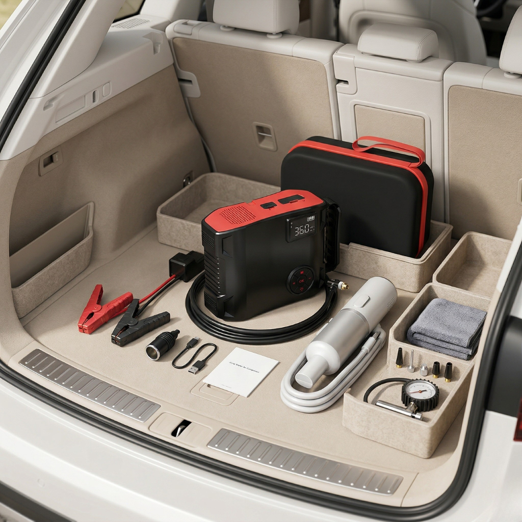 Utrai 2000A Jump Starter Power Bank Portable Car Emergency Kit With Air Compressor And LED Light