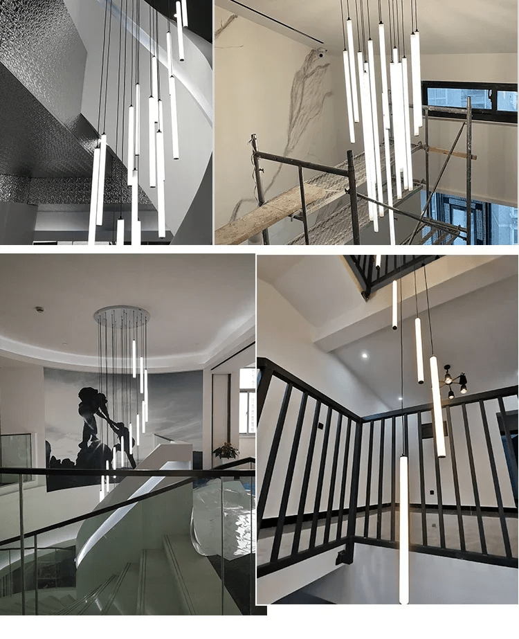 Spiral LED Staircase Pendant Light For High Ceilings, Modern Design