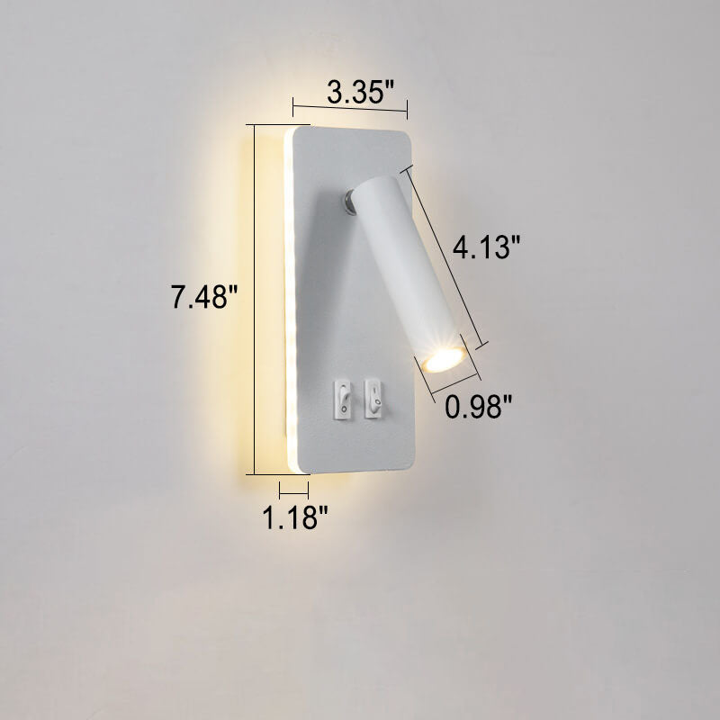 Justerbar LED-væglampe i jern, 15 W, sort eller hvid finish til stuen