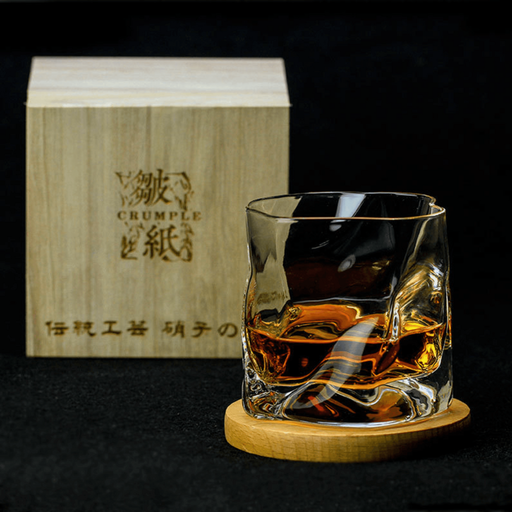 Edo Kiriko Whiskey Glass In Japanese Crystal With Crumple Design Handmade