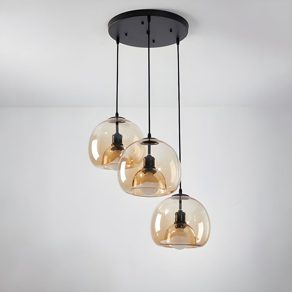 Glass Pendant Light With Multiple Shades For Ceiling Mount Over Dining Tables And Islands Round Canopy Or Linear Canopy