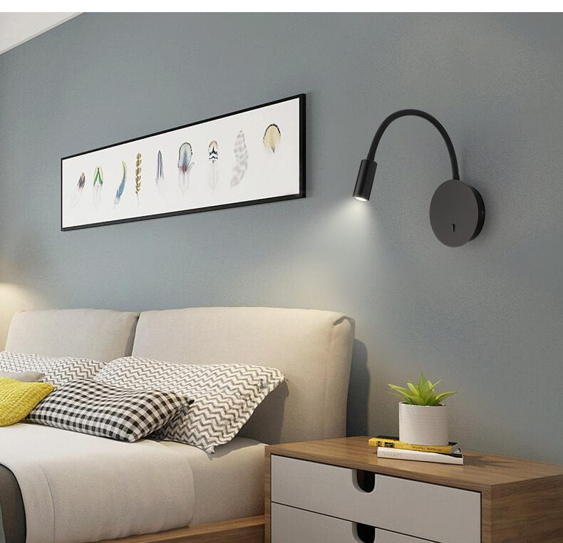 LED Wall Light With 360° Rotating Light Point Black Aluminum Energy Efficient