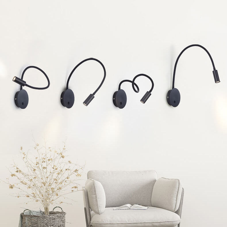 LED Wall Light With 360° Rotating Light Point Black Aluminum Energy Efficient