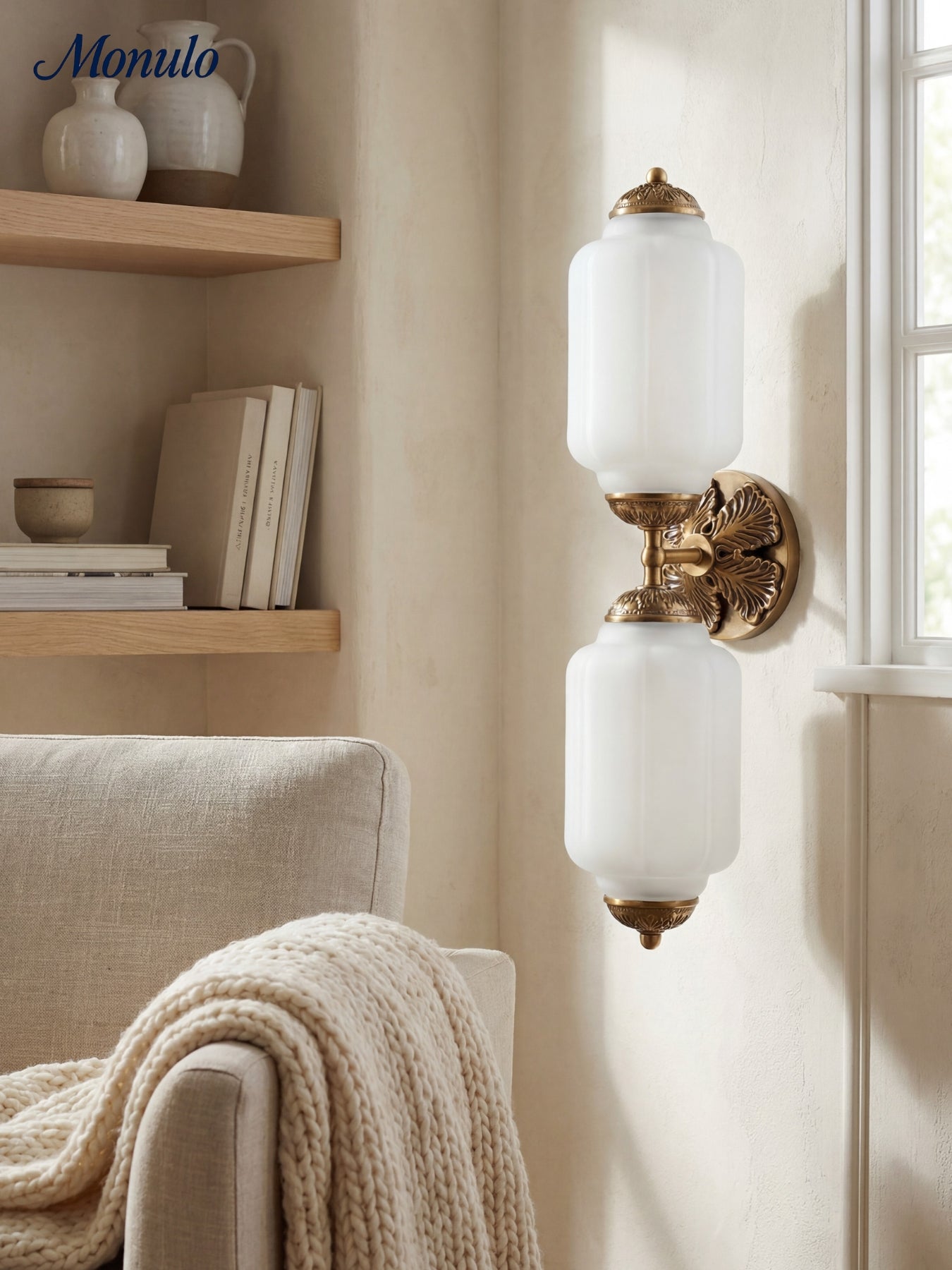 Eloise Vintage Glass Horizontal Wall Light For Living Room And Hallway