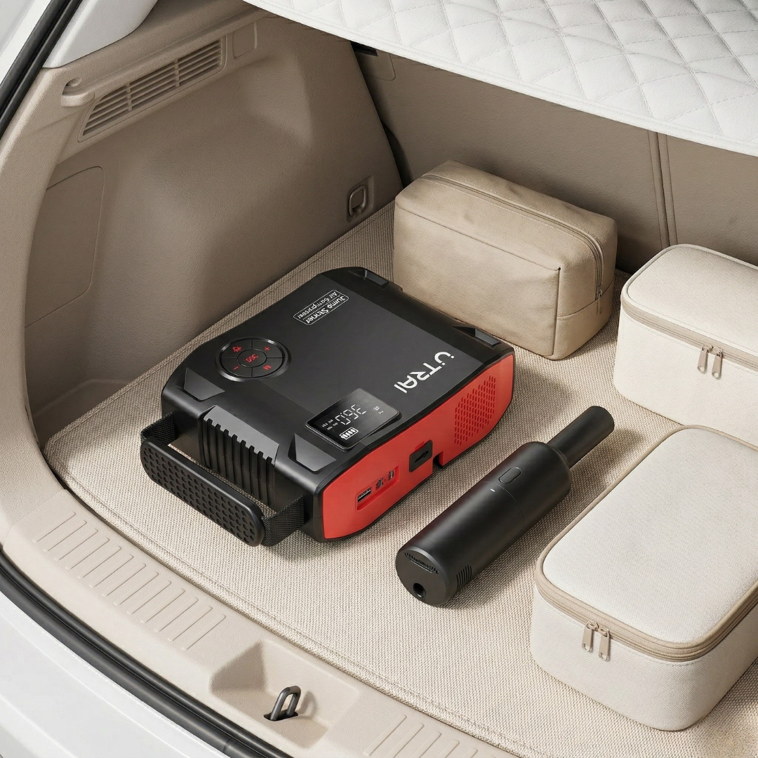 Utrai 2000A Jump Starter Power Bank Portable Car Emergency Kit With Air Compressor And LED Light