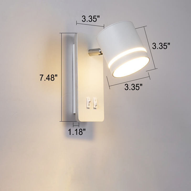 Justerbar LED-væglampe i jern, 15 W, sort eller hvid finish til stuen