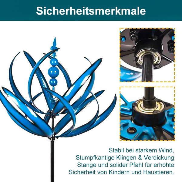 Rotating Metal Windmill Weather Vane With Bird Design, Blue And Red, 90cm Garden Decor