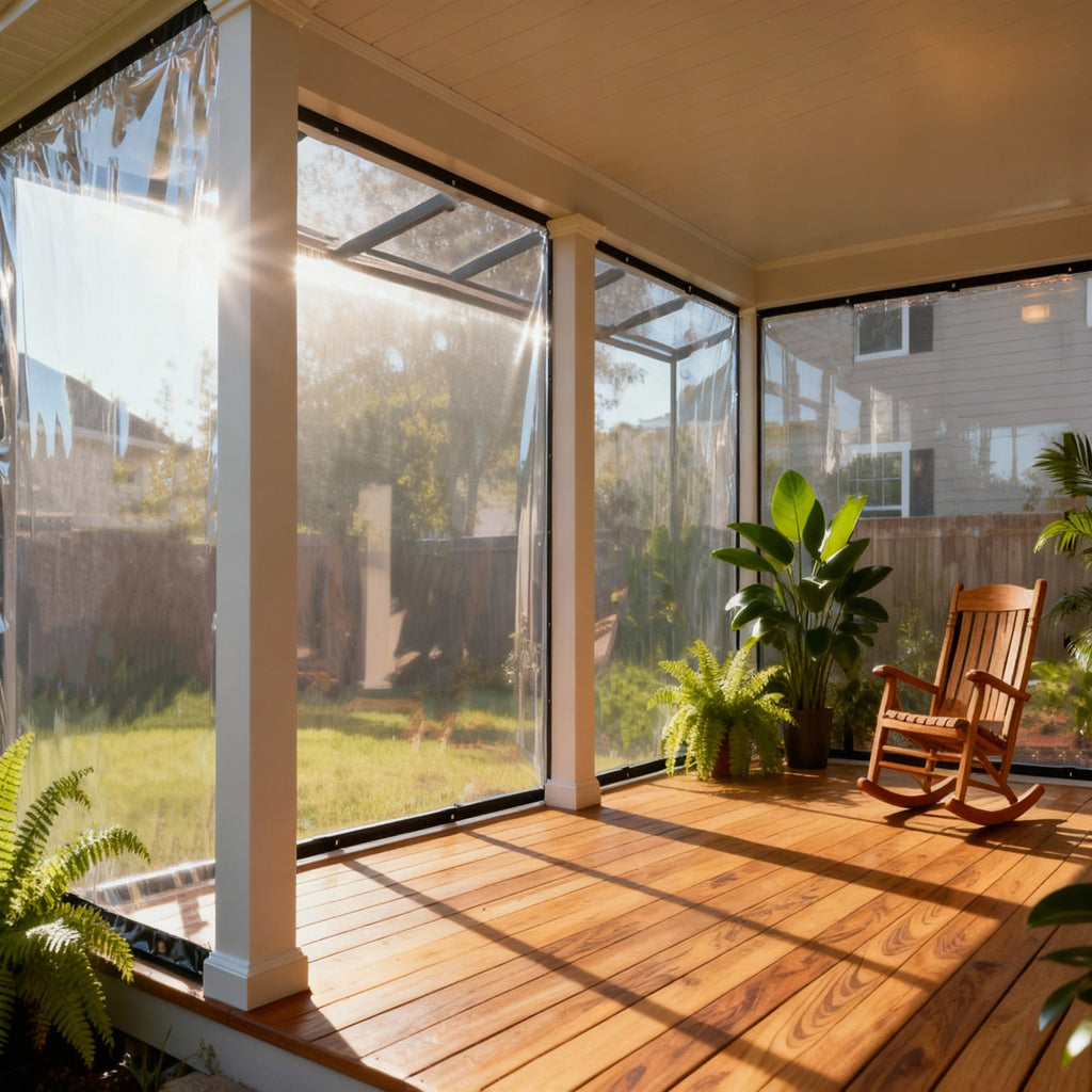 Clear PVC Weather Shield With Eyelets For Canopy Gazebo Veranda 0.35mm Thick