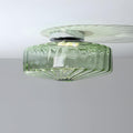 Vintage Ribbed Green Glass Ceiling Light For Dining Room Entrance And Hallway