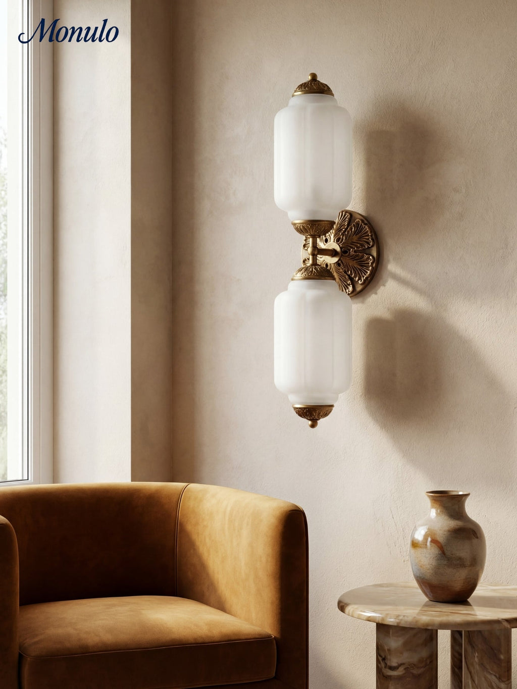 Eloise Vintage Glass Horizontal Wall Light For Living Room And Hallway