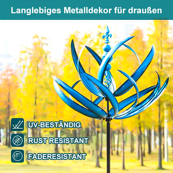 Rotating Metal Windmill Weather Vane With Bird Design, Blue And Red, 90cm Garden Decor