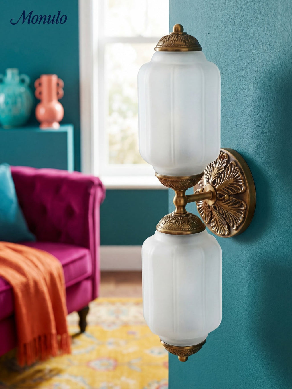 Eloise Vintage Glass Horizontal Wall Light For Living Room And Hallway