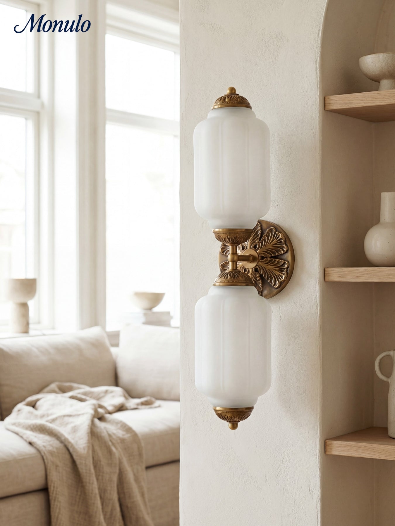 Eloise Vintage Glass Horizontal Wall Light For Living Room And Hallway