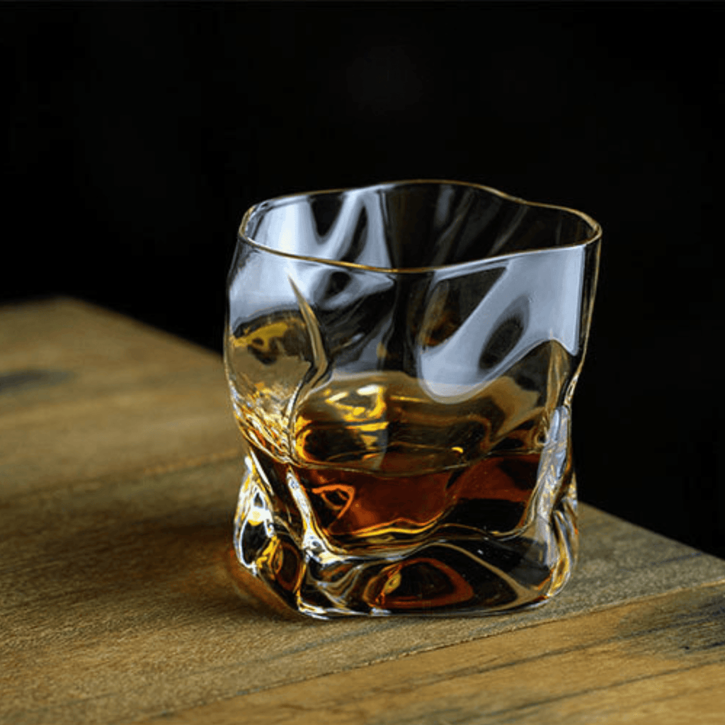 Edo Kiriko Whiskey Glass In Japanese Crystal With Crumple Design Handmade