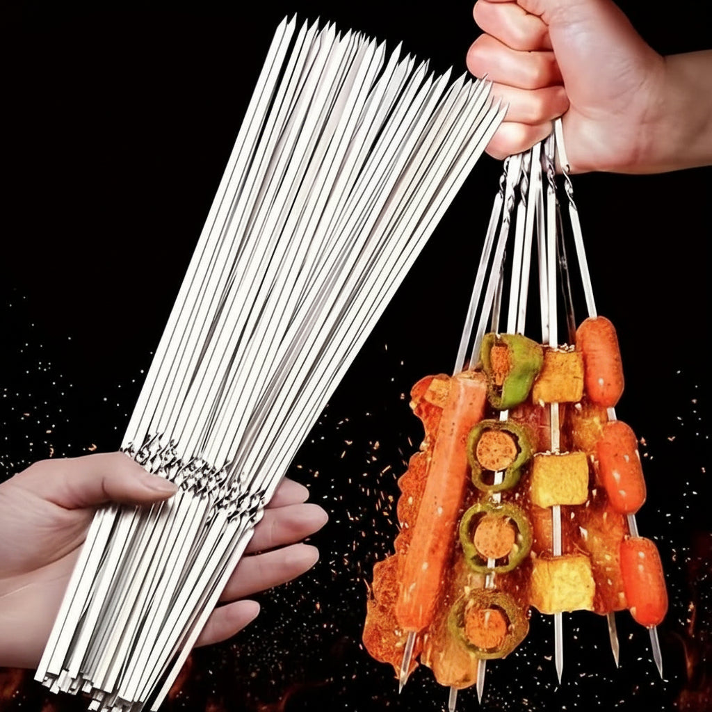 GRILLSPIKE Frigărui din oțel inoxidabil pentru grătar — set reutilizabil pentru gătit la grătar