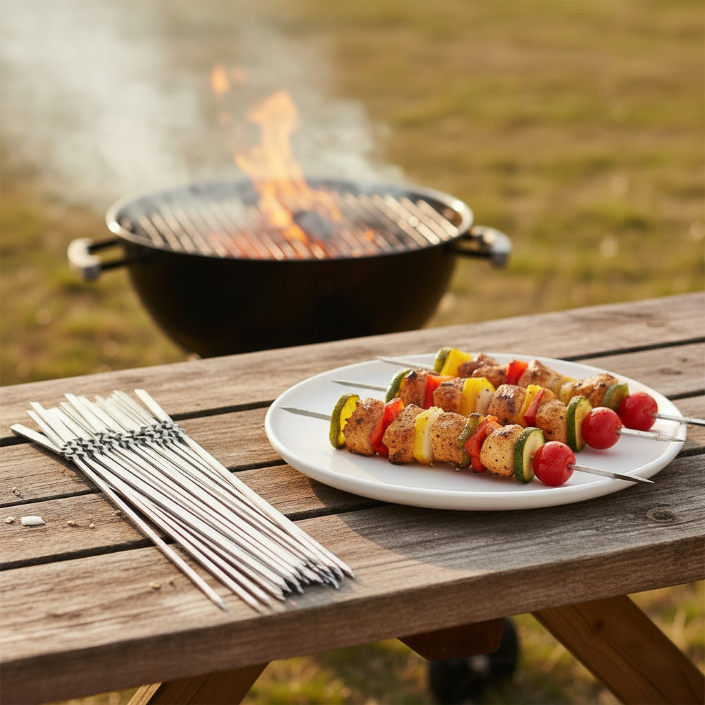 GRILLSPIKE Frigărui din oțel inoxidabil pentru grătar — set reutilizabil pentru gătit la grătar