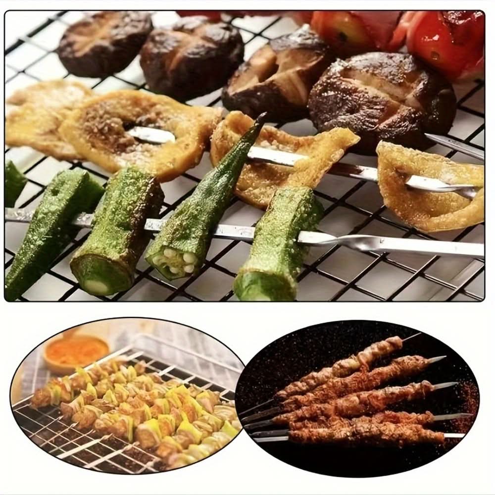 GRILLSPIKE Frigărui din oțel inoxidabil pentru grătar — set reutilizabil pentru gătit la grătar