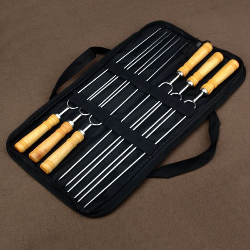 GRILLSKEW Set di 6 spiedini riutilizzabili per barbecue in acciaio inossidabile