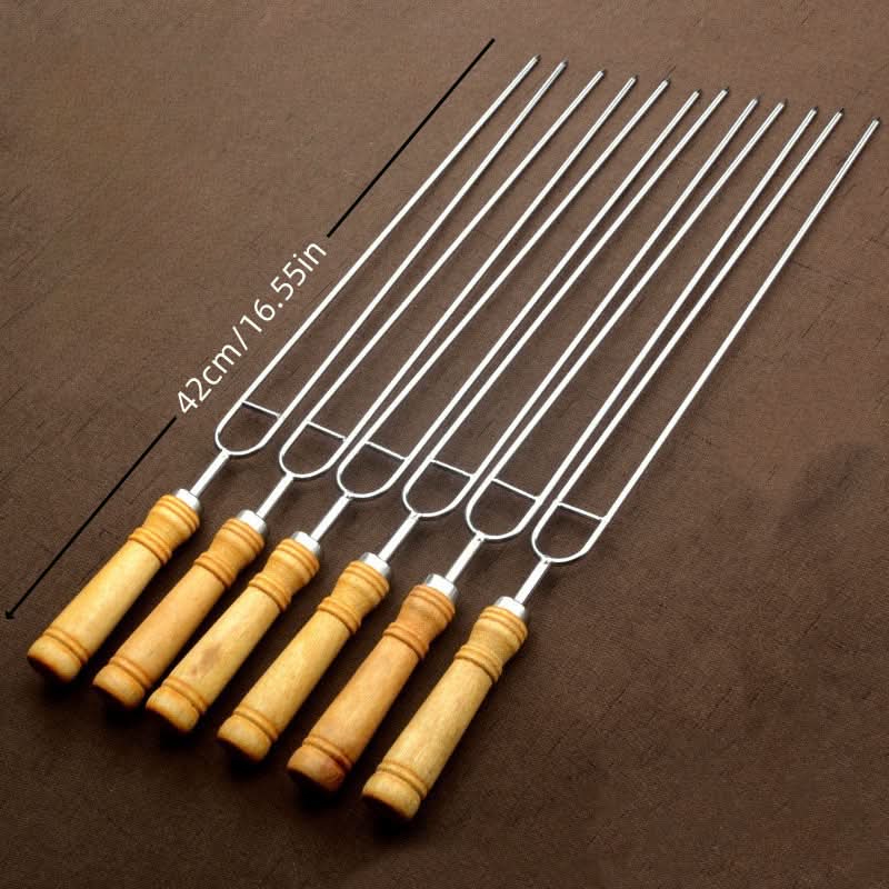 GRILLSKEW Set di 6 spiedini riutilizzabili per barbecue in acciaio inossidabile